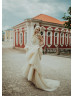 Spaghetti Straps Nude Tulle Layered Wedding Dress